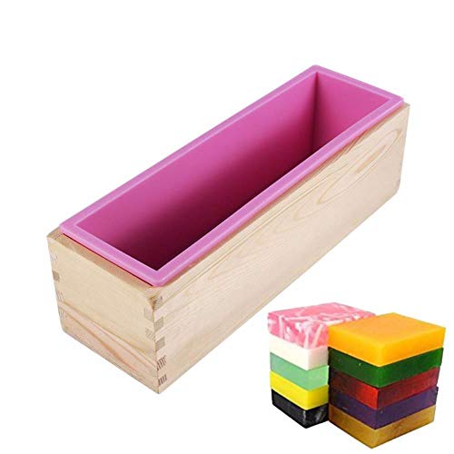 SHOUSBOXHI 1200ML Caja de Madera Rectangular con Revestimiento Flexible Molde de jabón de Silicona de Gran Capacidad Suministros de fabricación de jabón Molde de jabón Hecho a Mano DIY, España