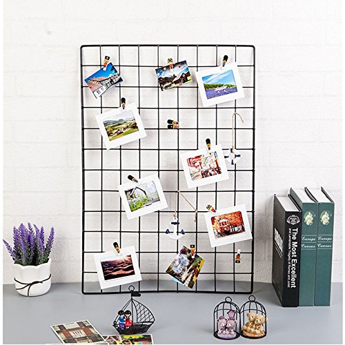 ShouYu DIY Rejilla Foto Pared,Pared Parrilla，Ins cuadrícula Panel, multifunción Estantería Grid Wall,Decoración Pared,Tablero Memo (65 * 45cm,Negro)