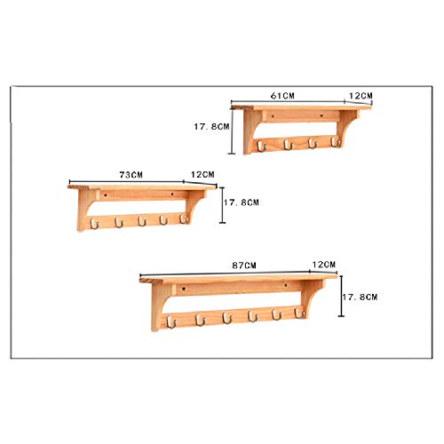 SHPEHP Perchero rústico montado en la Pared Estante de Entrada de Campo de Madera con 4-6 Ganchos rústicos de Madera Maciza de Pino. Toque Entrada, Cocina, baño y más-A-M