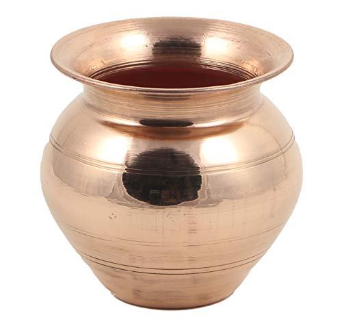 Shubhkart Indian Copper Kalash, Lota para Festival Puja (pequeño)