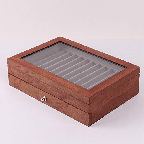 Shumo - Caja expositora para bolígrafos, caja de almacenamiento para pluma estilográfica, caja organizadora para 23 bolígrafos con ventana transparente, color rojo vino, color rojo vino