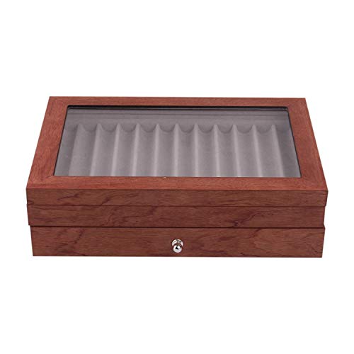 Shumo - Caja expositora para bolígrafos, caja de almacenamiento para pluma estilográfica, caja organizadora para 23 bolígrafos con ventana transparente, color rojo vino, color rojo vino