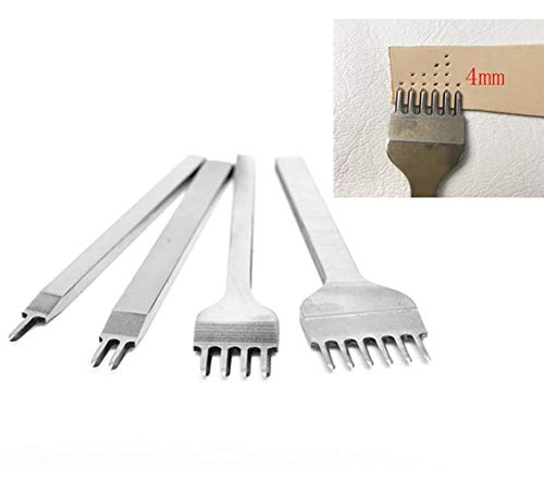 Shuny 4 Pcs Tenedores, Herramientas de Cuero, Herramientas del arte del metal del cuero del diamante, para Coser Cuero DIY Perforadoras Herramientas