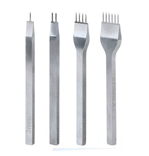 Shuny 4 Pcs Tenedores, Herramientas de Cuero, Herramientas del arte del metal del cuero del diamante, para Coser Cuero DIY Perforadoras Herramientas