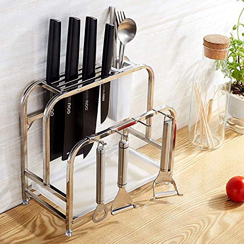 SHUUY Acero Inoxidable Utensilios de Cocina de Almacenamiento y Secado Escurridor Rack, Cocina Utensilio for cocinar Soporte for Cuchillos, Cuchara, Tabla de Cortar, Palillos, Platos y Cubiertos