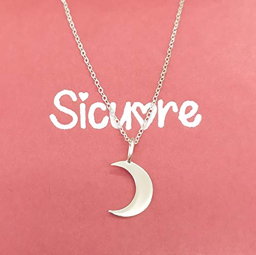 Sicuore Collar Colgante Media Luna para Mujer Hombre - Plata De Ley 925 Incluye Cadena 45cm Y Estuche para Regalo