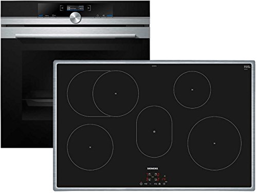 Siemens EQ2Z119 Set de horno HB633GBS1 de acero inoxidable + placa de inducción EH845BFB1E 10 funciones de horno 80 cm cocina de inducción A+ 71 litros