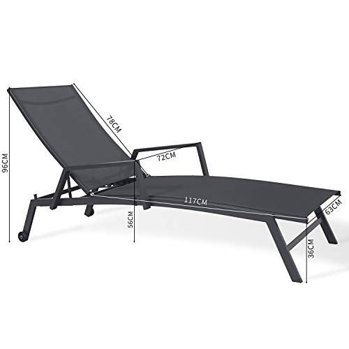 Sigtua Tumbona de Jardin Exterior Respaldo Ajustable, Mueble de exterio para Jardín,Terraza，Balcón, Playa, Piscina, Sillón Tumbona 197 * 72 * 99cm