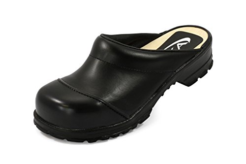 SIKA Comfort zuecos abierto con madera-plantilla y puntera de acero, negro, SB + SRC, color negro, talla 44