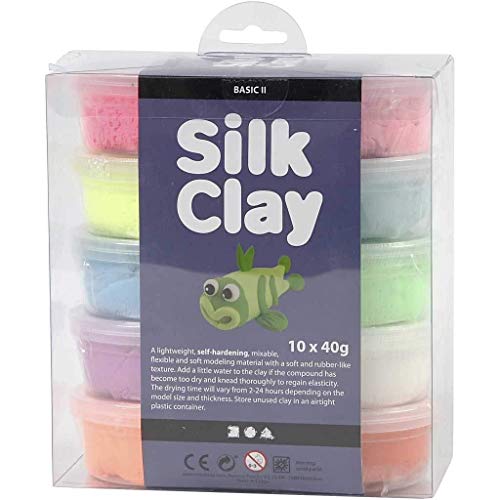 Silk Clay Basic ll, Assorted Colours , 10 x 40 g