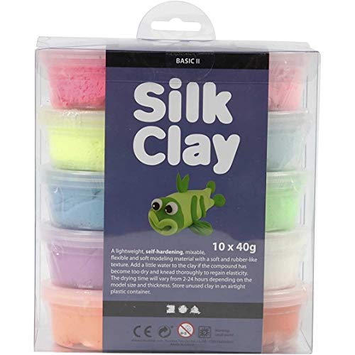 Silk Clay Basic ll, Assorted Colours , 10 x 40 g