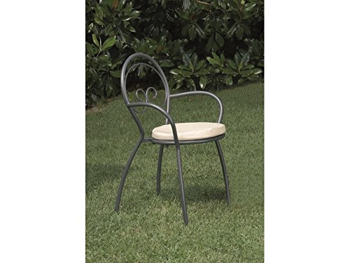 Silla Fiona con reposabrazos, apilable, de hierro, para exterior, jardín, patio, terraza, bar, restaurante, etc.