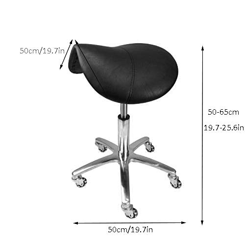 Silla Pedicura con Rueditas，Taburete Dental con Marrón PU Cuero Sintético Asiento，Altura Regulable 50-65 cm，160kg de Capacidad de Carga，Sillon Peluqueria para Beauty Studio, Office, Clinic