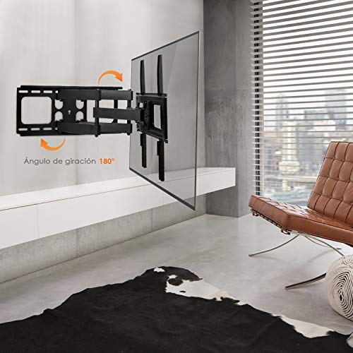 SIMBR Soporte de Pared para TV 32-70" Pantalla LED/LCD/Plasma/Curva Televisión Carga Máxima 60kg VESA Máxima 600×400mm Inclinable y Brazos Giratorios y Extensible