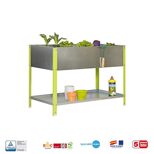 SimonRack G07100220212602 - Huerto urbano, 200 l, 850 x 1200 x 600 mm, color verde/galvanizado