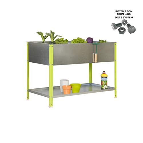 SimonRack G07100220212602 - Huerto urbano, 200 l, 850 x 1200 x 600 mm, color verde/galvanizado