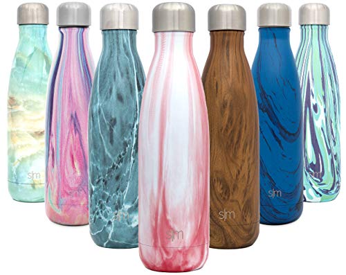 Simple Modern Wave 500ml Termo Botella Agua Acero Inoxidable, Botella Termica Mantiene el Frio por 24 horas Aislada al Vacío Doble Pared para Deporte café o viaje Diseño: Rosa Marmol