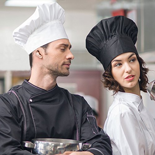 Simpoly Juego de 3 Gorros de Chef para Mujer y Hombre, Banda Elástica para Adultos, Juguete Ajustable para restaurantes, Cocina, Catering, Ligero, Transpirable, Cómodo (Blanco)