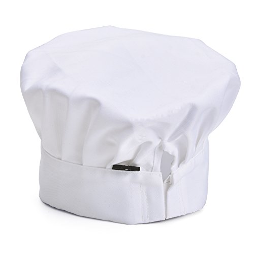 Simpoly Juego de 3 Gorros de Chef para Mujer y Hombre, Banda Elástica para Adultos, Juguete Ajustable para restaurantes, Cocina, Catering, Ligero, Transpirable, Cómodo (Blanco)