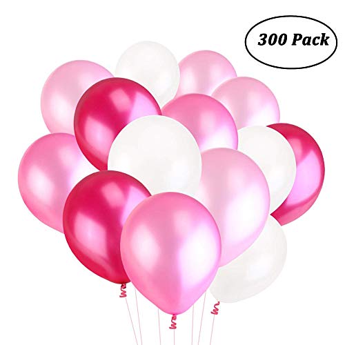 SIMUER 300PCS Globos mágicos de látex con Bomba Bodas Cumpleaños Payasos Decoraciones para Fiestas Blanco Rosa Rojo