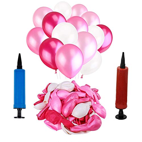 SIMUER 300PCS Globos mágicos de látex con Bomba Bodas Cumpleaños Payasos Decoraciones para Fiestas Blanco Rosa Rojo