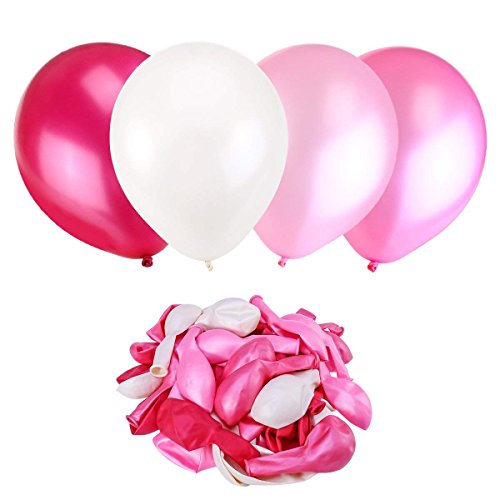 SIMUER 300PCS Globos mágicos de látex con Bomba Bodas Cumpleaños Payasos Decoraciones para Fiestas Blanco Rosa Rojo