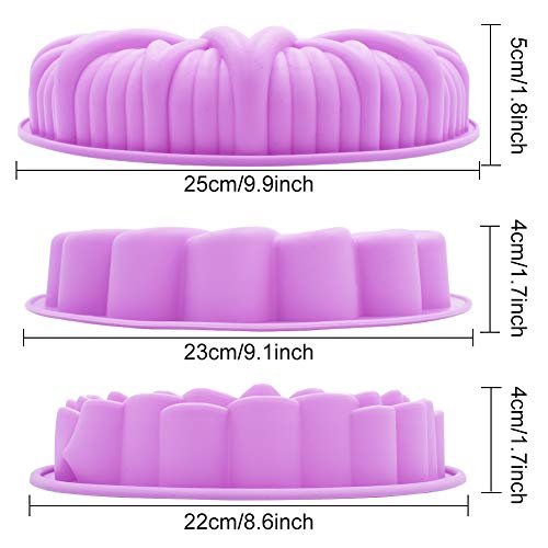 SIMUER 3Pcs moldes de Silicona para Tartas, diseño de Flores, Redondos, Grandes, Moldes de Silicona para Caramelos, Chocolate, Hornear, Tarta, Galletas, Jabón