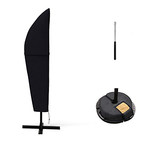 SIRUITON Fundas Protectora Sombrilla Exterior Jardin Impermeable Cubierta De Parasol Excéntrico PoliéSter Resistente Al Desgarro Negro (265× 70 ×50cm)