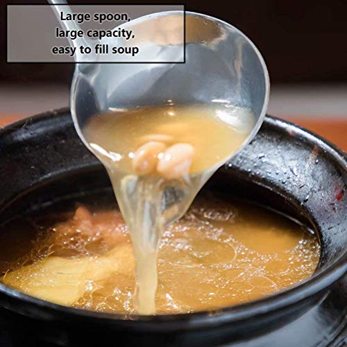 Sirva la sopa de largo, 304 de acero inoxidable Integral La formación de la cuchara de sopa con cuchara de calor manija resistente, 3.14 OZ Cocina Sirviendo cucharón for sopa de queso, chile, salsa, a