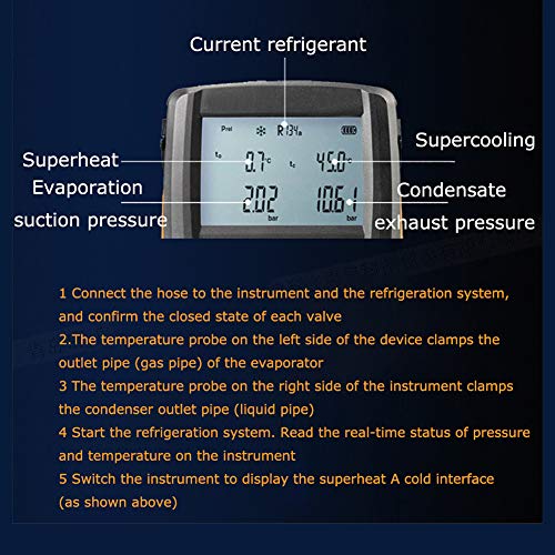 Sistema de climatización Digital Tester Kit, analizador digital del metro del calibrador del manómetro digital LCD Aire Acondicionado Herramientas