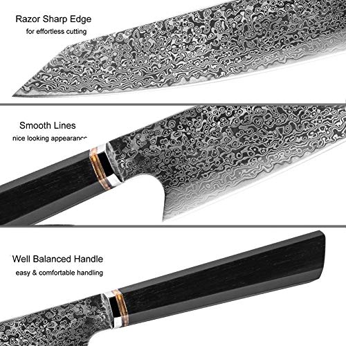 SJZS Cuchillo de Cocina Cuchillo Hecho a Mano de 67 Capas de Acero Inoxidable japonés de Damasco Cuchillo Chef Kiritsuke T Jefe de Cocina Cuchillos de Madera de la manija