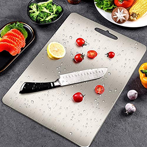 SJZS Herramienta de Corte de Cocina de Acero Inoxidable Tabla de Cortar Bloque Que Taja de Easy Clean Junta de Fruta Verduras Carne Tabla de Cortar práctica (Color : S)