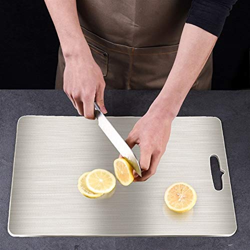 SJZS Herramienta de Corte de Cocina de Acero Inoxidable Tabla de Cortar Bloque Que Taja de Easy Clean Junta de Fruta Verduras Carne Tabla de Cortar práctica (Color : S)