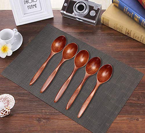 SKAYS - Cuchara de madera para hornear, mezclar sopa, vajilla, utensilios de cocina, herramientas de catering, 18 cm, juego de 5 cucharas de madera