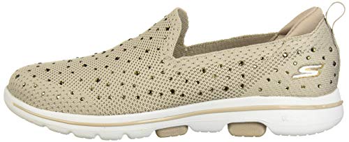 Skechers Go Walk 5-Limelight, Zapatillas sin Cordones para Mujer, Beige (Taupe Textile/Trim TPE), 39 EU