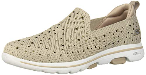 Skechers Go Walk 5-Limelight, Zapatillas sin Cordones para Mujer, Beige (Taupe Textile/Trim TPE), 39 EU