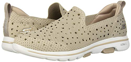 Skechers Go Walk 5-Limelight, Zapatillas sin Cordones para Mujer, Beige (Taupe Textile/Trim TPE), 39 EU