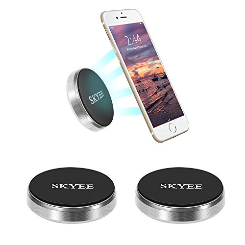 Skyee [2 Unidades Soporte Movil Coche Magnético Pegar en la Salpicadero, Pared, Universal Soporte Teléfono iman con 4 Piezas Placa Metálicas Soporte para Llaves, GPS, Smartphone (Silver)