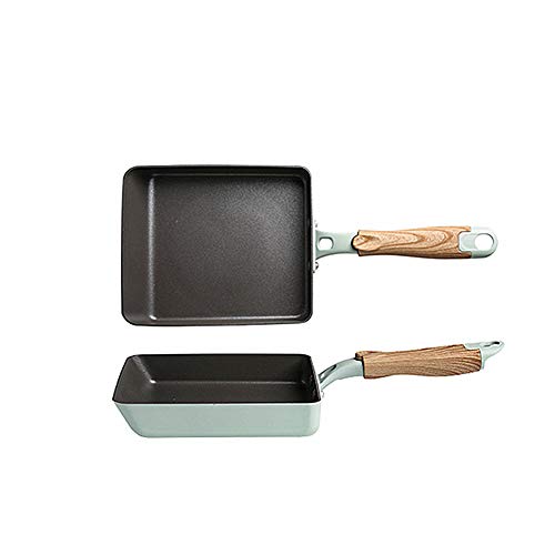 SLHP Mini sartén de tortilla japonesa Tamagoyaki Pan, olla antiadherente de aluminio con mango de madera (18,5 x 15,2 cm)