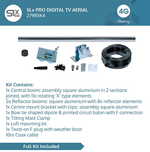 SLx 27985K4 - Juego de antena dorada y accesorios de conexión para televisión digital (4G, 64 elementos) (importado)