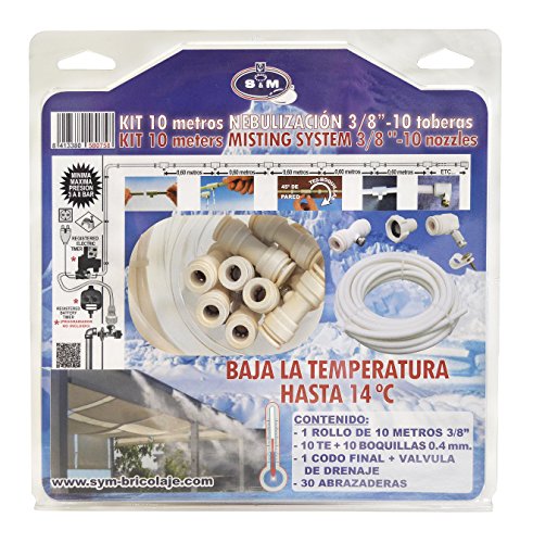 S&M 580758 Kit de nebulización 3/8" de 10 metros-10 Toberas-Baja hasta 14°C la Temperatura, Beige, 8 x 28 x 28 cm