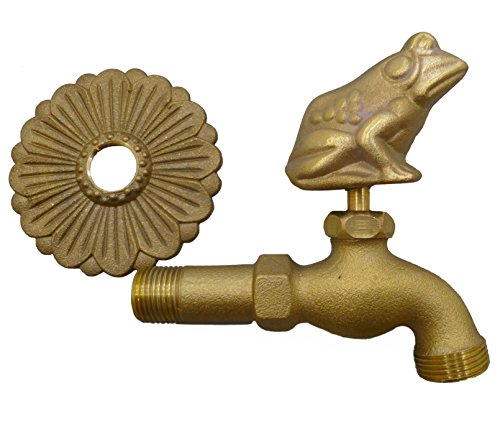 S&M Arte 553547 – Grifo en latón Rana Decorativo para Fuentes, Patios y Jardines con una Salida 1/2"-3/4" con rosetón