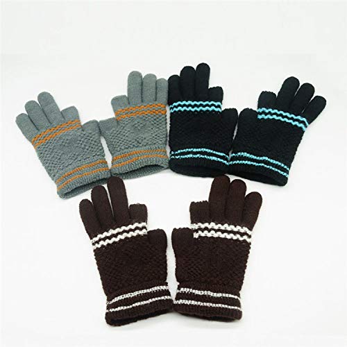 Small-shop Winter Gloves Guantes clásicos de Invierno para Hombre, diseño de Rayas de algodón, Talla única, Azul Marino