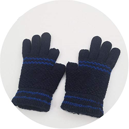 Small-shop Winter Gloves Guantes clásicos de Invierno para Hombre, diseño de Rayas de algodón, Talla única, Azul Marino