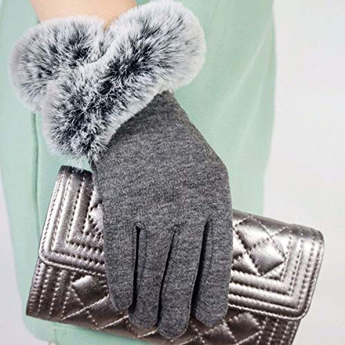 Small-shop Winter Gloves Guantes de Invierno para Mujer de Lana Corta con Manoplas de Conejo sintético, cálidos para Conducir, Talla única, Negro