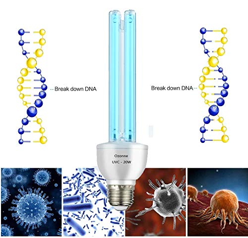 Smart Spring® lámpara germicida UV UVC con bombilla de ozono E27 20 W 220 V limpia el aire para el hogar dormitorio cocina