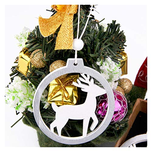 SMchwbc Suministros 3PCS Creativo White Deer/Copo de Nieve árbol Adornos de Navidad Decoración de Madera Crafts Fiesta en casa de Madera Colgantes de Navidad (Color : Multi)