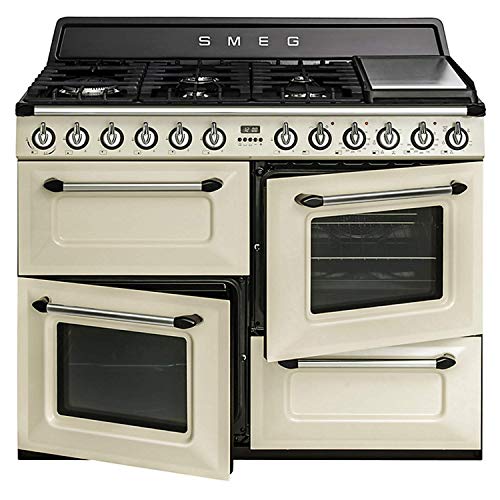 Smeg TR4110P1 - Cocina (Cocina independiente, Negro, Crema de color, Botones, Giratorio, Frente, Electrónico, Encimera de gas)