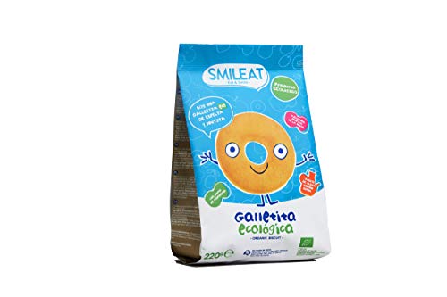 Smileat - Galletas Ecológicas De Espelta Y Manzana Con Aceite De Oliva Virgen Extra, pack de 6 x 220 gr. (Total 1320 gr.)