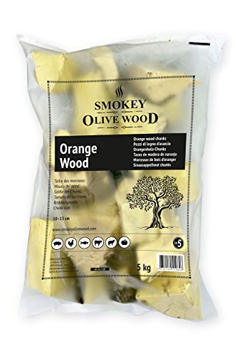 Smokey Olive Wood 5Kg Tacos de Madera de Naranjo para Barbacoa y ahumar, Talla 5 a 10cm